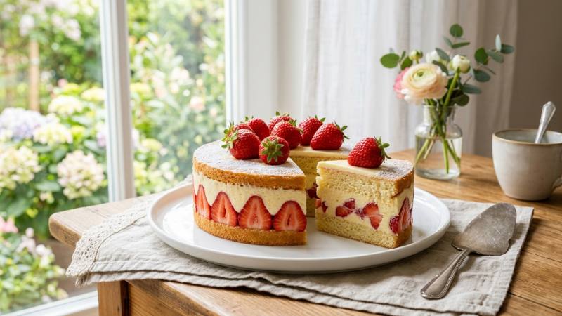 7 minutes de repos changent ce fraisier maison en dessert net, frais et moelleux