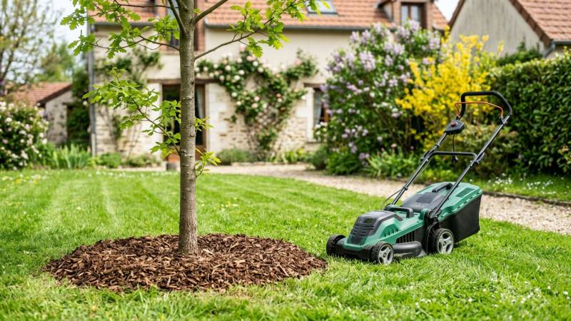 La faute courante en tondant la pelouse qui met en danger vos arbres